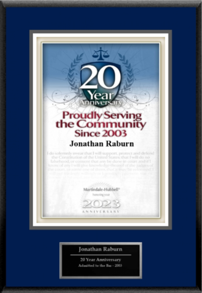 Jonathan Raburn - 20 Year Award